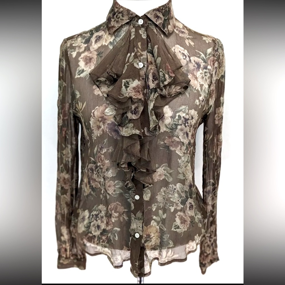Gorgeous silk Ralph lauren ruffle blouse